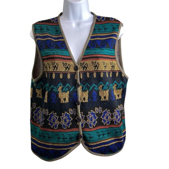 Vintage Melrose Knits By Christian De Castelnau Aztec Vest Skirt‎ Set Size S/M - Picture 2 of 16